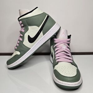 Air Jordan 1 SE Mid Dutch Green/Pink Basketball Shoes Women's Sz 9 CZO774-300